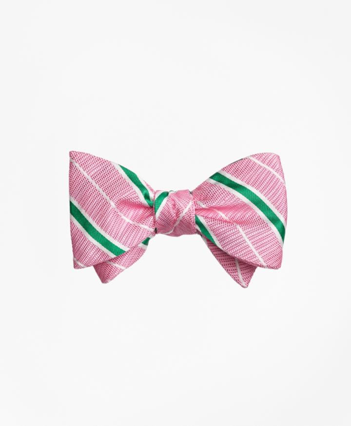 Brooks Brothers Men's Textured Ground Bb#2 Stripe With Pinstripe Bow Tie