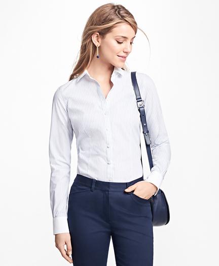 Brooks Brothers Tailored-fit Stripe Stretch-cotton Poplin Blouse