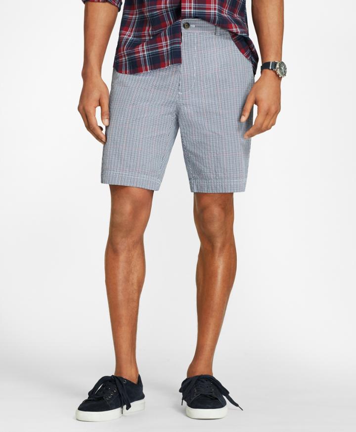 Brooks Brothers Men's Windowpane Cotton Seersucker Shorts