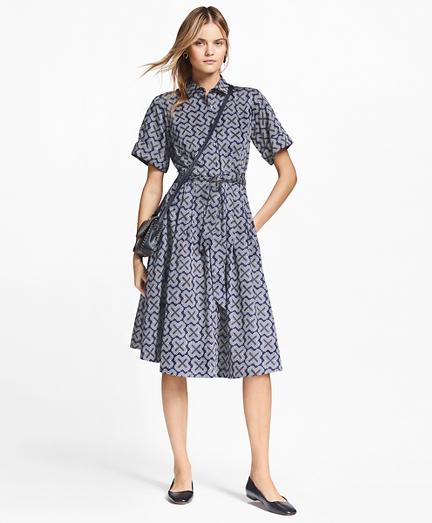 Brooks Brothers Geometric-print Cotton Sateen Shirtdress