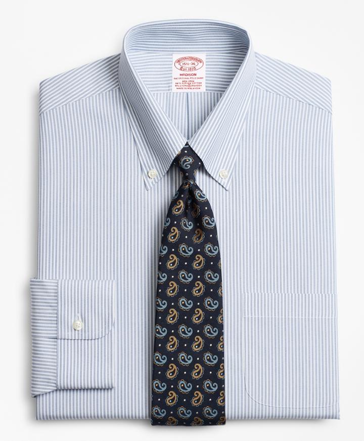 Brooks Brothers Men's Stretch Regular Fit Classic-fit Dress Shirt, Non-iron Tonal Framed Stripe
