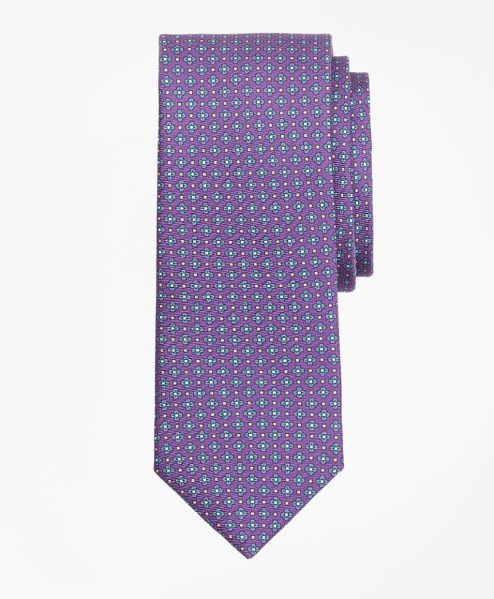 Brooks Brothers Men's Flower And Diamond Print Tie