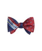Brooks Brothers Men's Multi-textured Sidewheeler Stripe With Textured Four-petal Flower Reversible Bow Tie