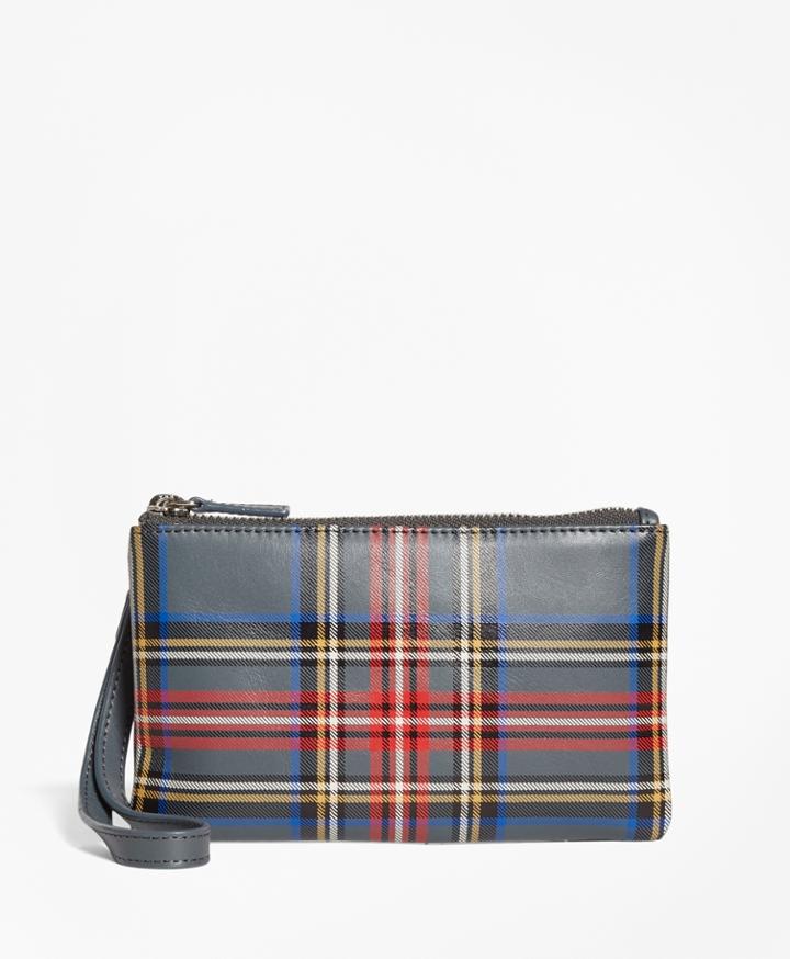 Brooks Brothers Women's Plaid Leather Wristlet