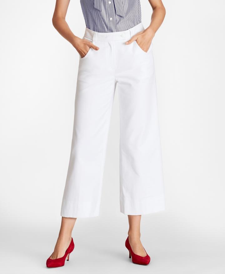 Brooks Brothers Women's Stretch Cotton Wide-leg Cropped Pants