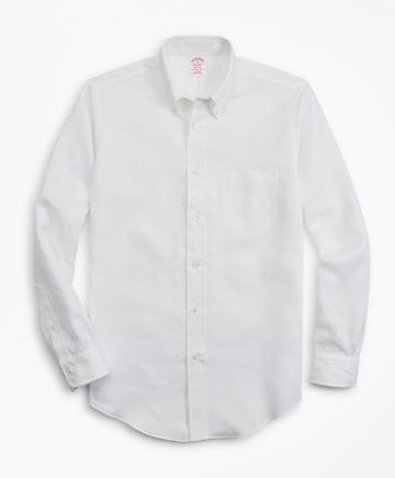Brooks Brothers Madison Fit Textured Stripe Irish Linen Sport Shirt