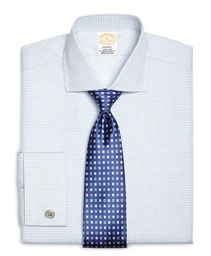 Brooks Brothers Golden Fleece Regent Fit Textured Windowpane French Cuff Dress Shirt