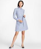 Brooks Brothers Ruffle-collar Polka-dot Dobby Striped Cotton Shirt Dress