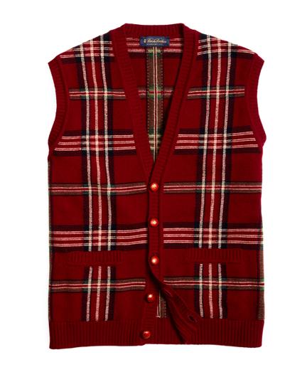 Brooks Brothers Saxxon Wool Reserve Signature Tartan Button-front Vest