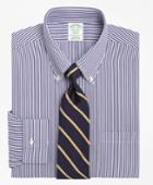 Brooks Brothers Men's Non-iron Extra Slim Fit Bengal Stripe Dress Shirt