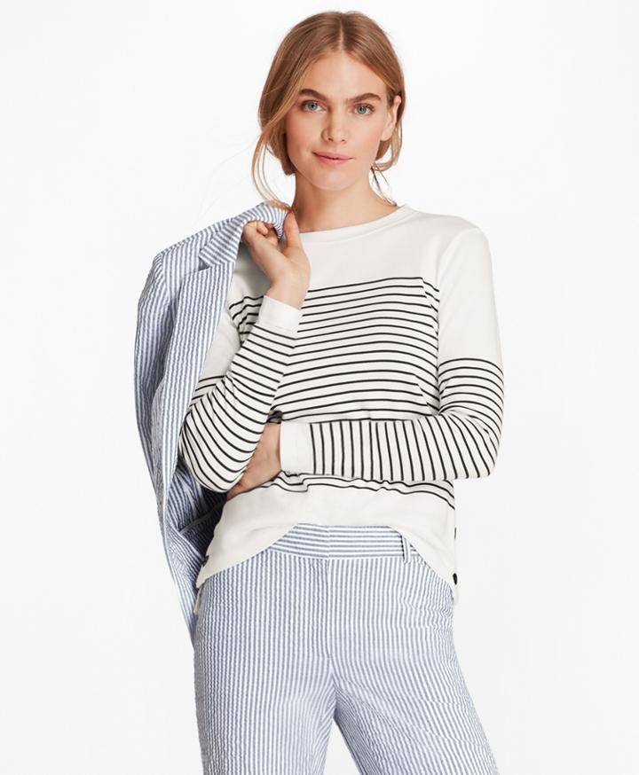 Brooks Brothers Women's Striped Supima Cotton Interlock Jersey Tunic