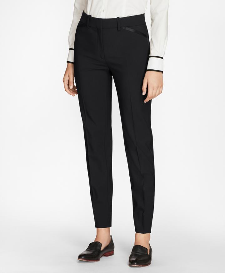 Brooks Brothers Women's Petite Slim-fit Stretch-wool Crepe Tuxedo Pants