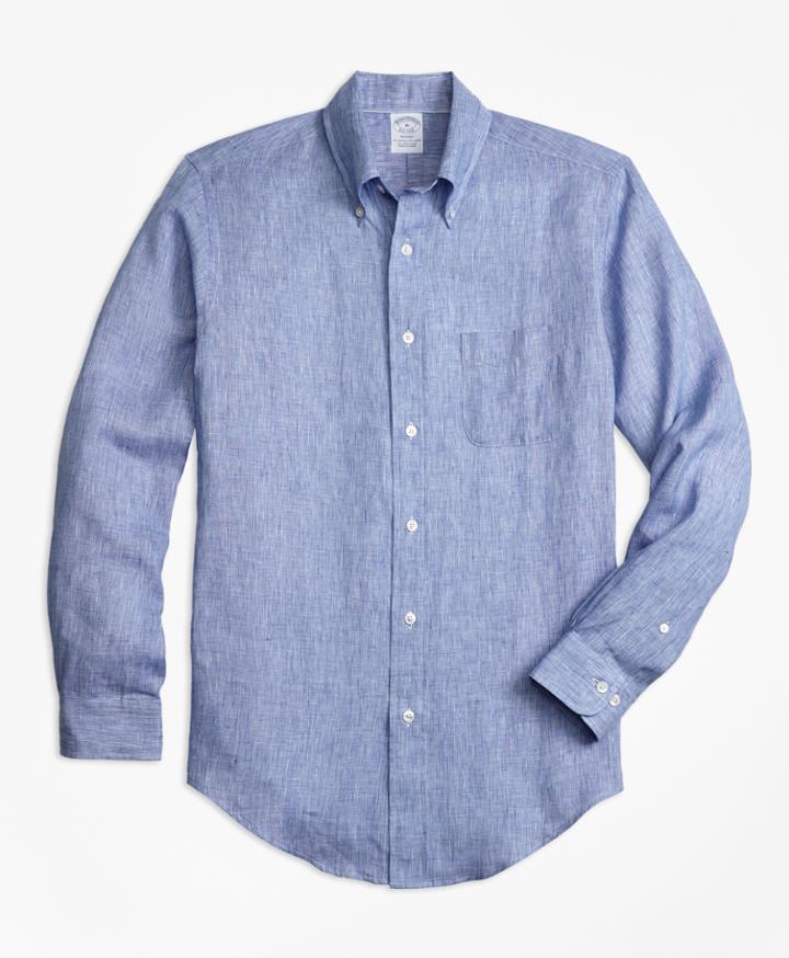 Brooks Brothers Men's Regent Fit End-on-end Irish Linen Sport Shirt