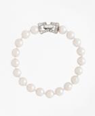 Brooks Brothers Women's 7.5 8mm Glass Pearl Bracelet With Deco Clasp