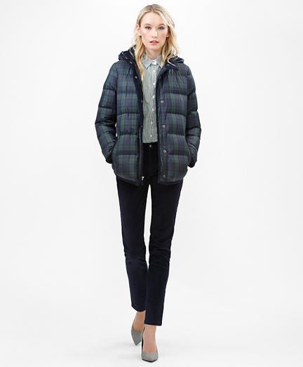 Brooks Brothers Black Watch Puffer Coat