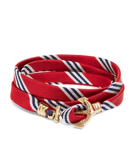 Brooks Brothers Kiel James Patrick Red Mini Bb#1 Stripe Wrap Bracelet