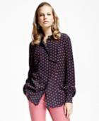 Brooks Brothers Women's Printed Crepe Bow-tie Blouse