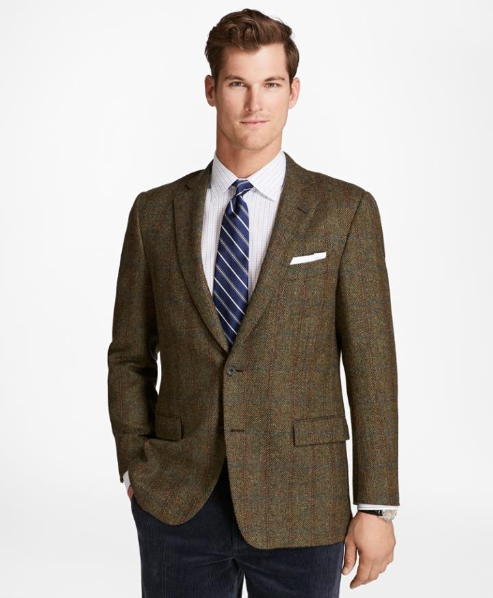 Brooks Brothers Men's Regent Fit Brookstweed Brokenbone With Deco Sport Coat