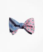Brooks Brothers Split Bb#1 Stripe With Panama Tossed Flower Print Reversible Bow Tie