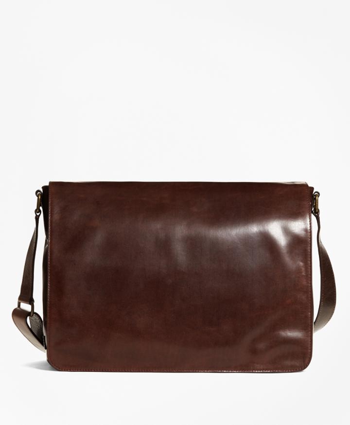 Brooks Brothers Men's Distressed Leather Messenger