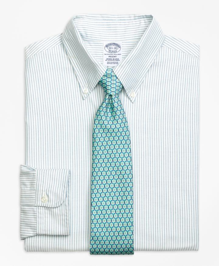 Brooks Brothers Men's Slim Fit Original Polo Button-down Oxford Bengal Stripe Dress Shirt