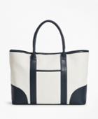 Brooks Brothers Women's Leather-trimmed Canvas Tote Bag