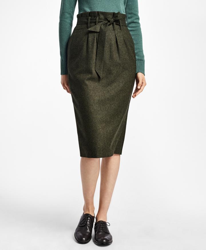Brooks Brothers Women's Cinched Wool Twill Skirt
