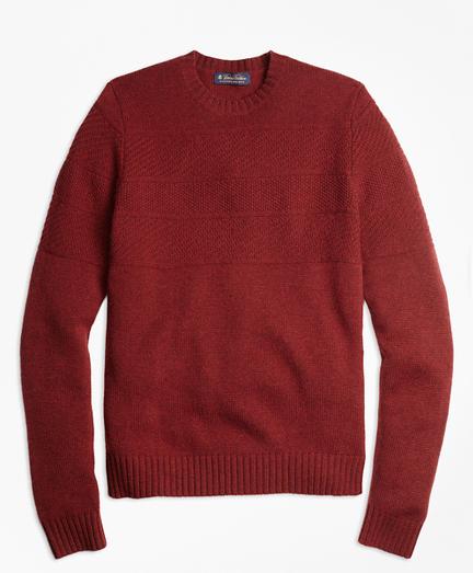 Brooks Brothers Textured Chest Stripe Merino Wool Crewneck Sweater