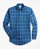 Brooks Brothers Men's Regent Fit Double-windowpane Irish Linen Sport Shirt