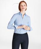 Brooks Brothers Petite Non-iron Wide-striped Stretch-cotton Poplin Fitted Shirt