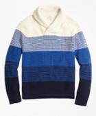 Brooks Brothers Color-block Cotton Shaker Shawl-collar Sweater