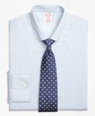 Brooks Brothers Men's Non-iron Regular Fit Alternating Framed Stripe Dress Shirt