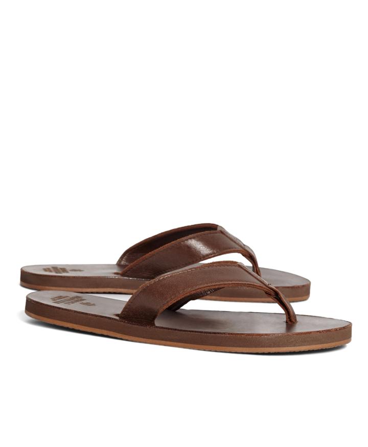 Brooks Brothers Men's Leather Flip-flops