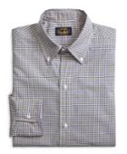Brooks Brothers Men's Own Make Yellow And Blue Mini Plaid Sport Shirt