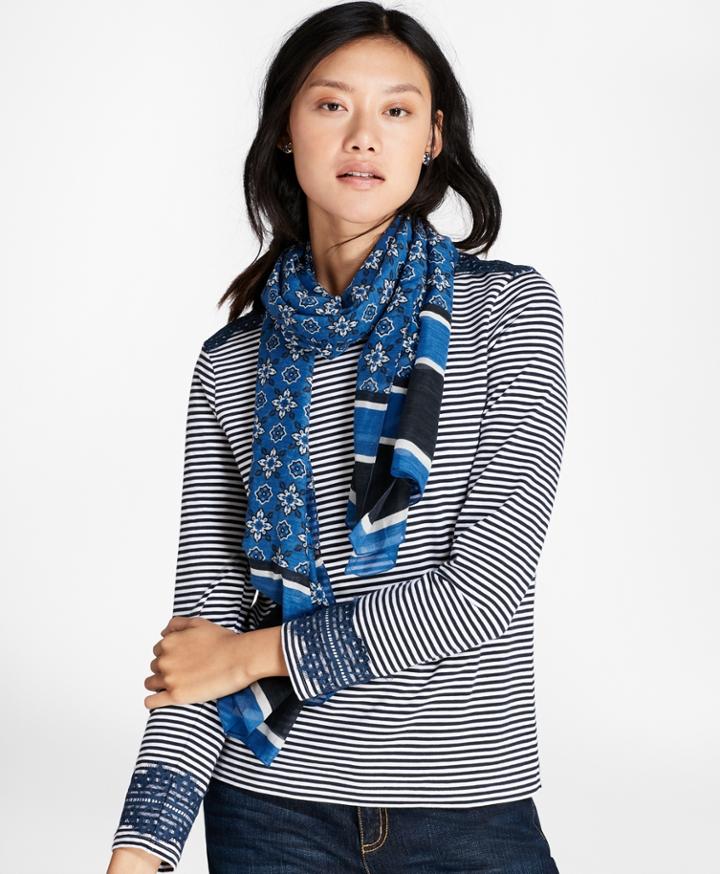 Brooks Brothers Women's Foulard Silk-cotton Oblong Scarf