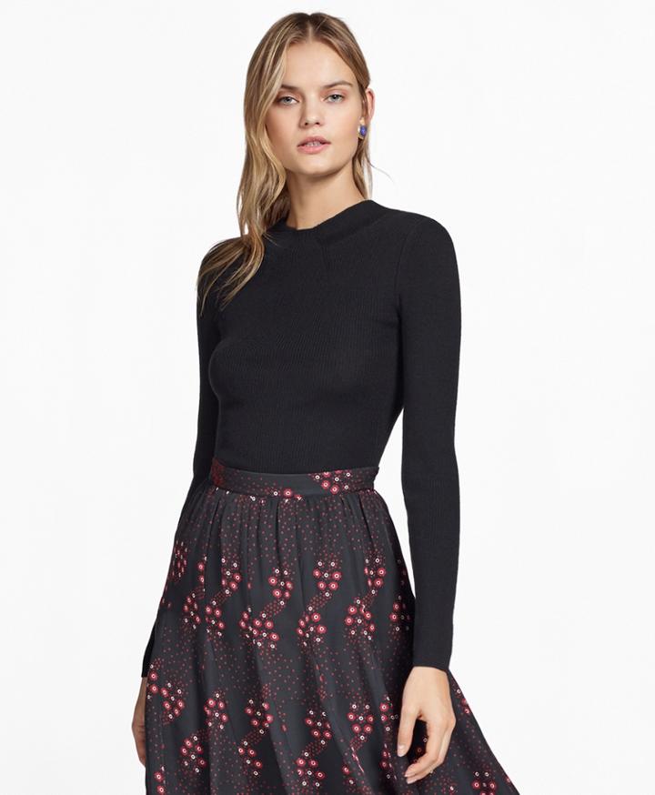 Brooks Brothers Women's Rib-knit Merino Wool Sweater