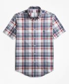 Brooks Brothers Men's Non-iron Regent Fit Dobby Plaid Short-sleeve Sport Shirt