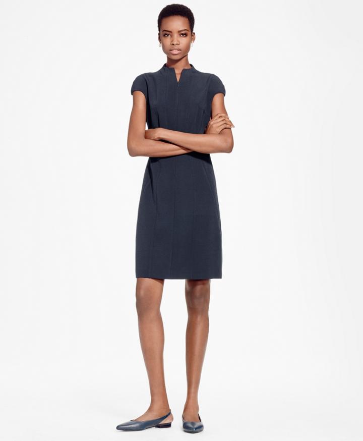 Brooks Brothers Women's Cap-sleeve Crepe Satin Sheath Dress
