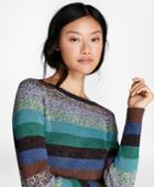 Brooks Brothers Women's Shimmer-stripe Rib-knit Sweater