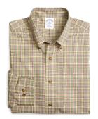Brooks Brothers Supima Cotton Non-iron Slim Fit Green Check Sport Shirt