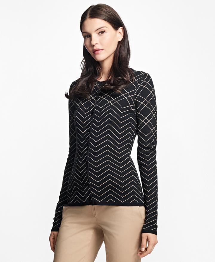 Brooks Brothers Women's Jacquard Bird's-eye Silk-cotton Cardigan