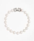 Brooks Brothers 7.5 8mm Glass Pearl Bracelet With Deco Clasp