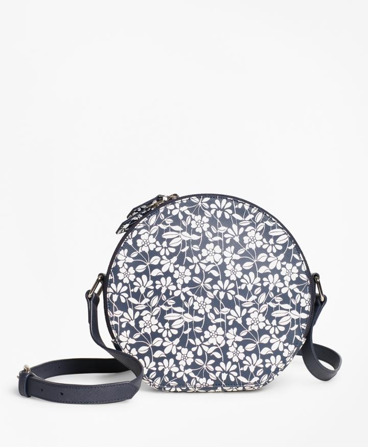 Brooks Brothers Women's Floral-print Saffiano Leather Cross-body Bag