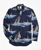 Brooks Brothers Regent Fit Sailboat Print Popover Sport Shirt