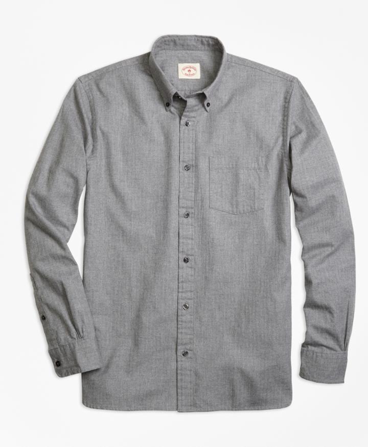 Brooks Brothers Men's Herringbone Brushed-cotton Flannel Sport Shirt