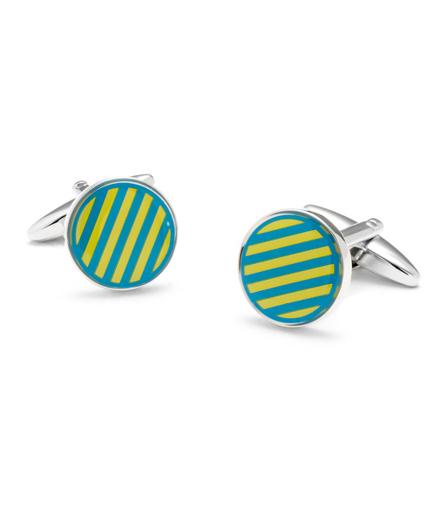 Brooks Brothers Sterling Small Stripe Enamel Cuff Links
