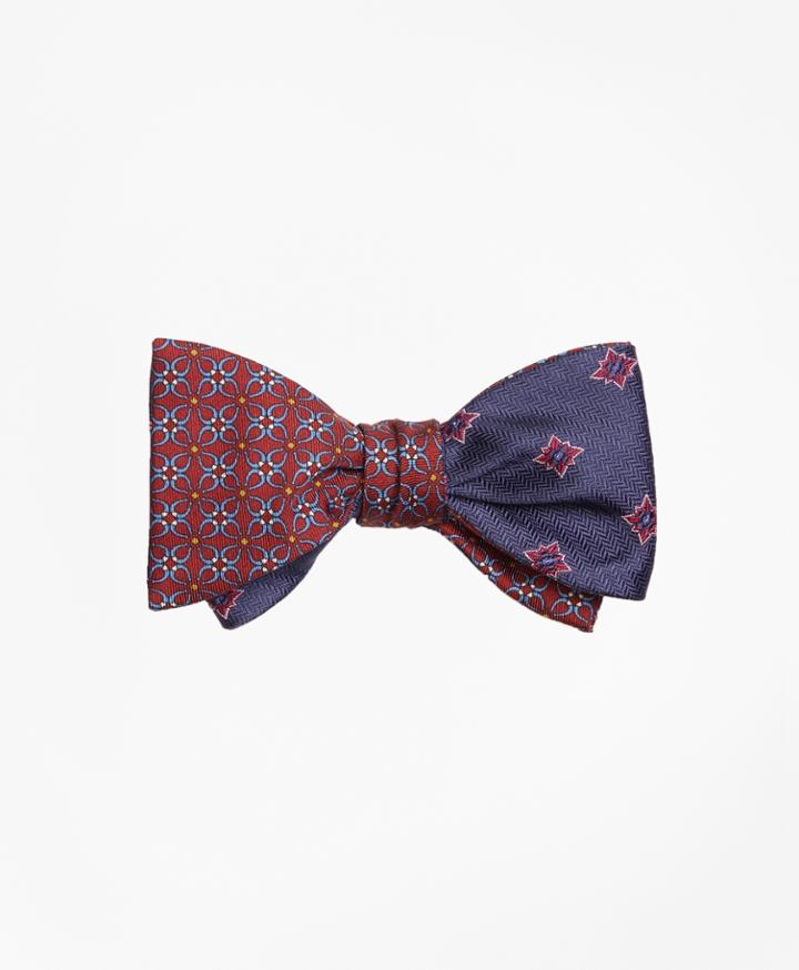 Brooks Brothers Men's Horseshoe Link With Herringbone Starburst Reversible Bow Tie