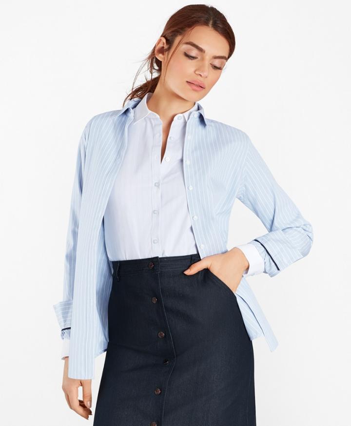 Brooks Brothers Women's Classic-fit Striped Supima Cotton Stretch Poplin Shirt
