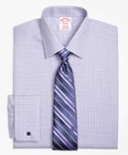 Brooks Brothers Men's Non-iron Regular Fit Double Windowpane French Cuff Dress Shirt