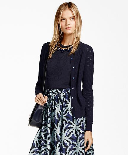 Brooks Brothers Cotton Pointelle Cardigan